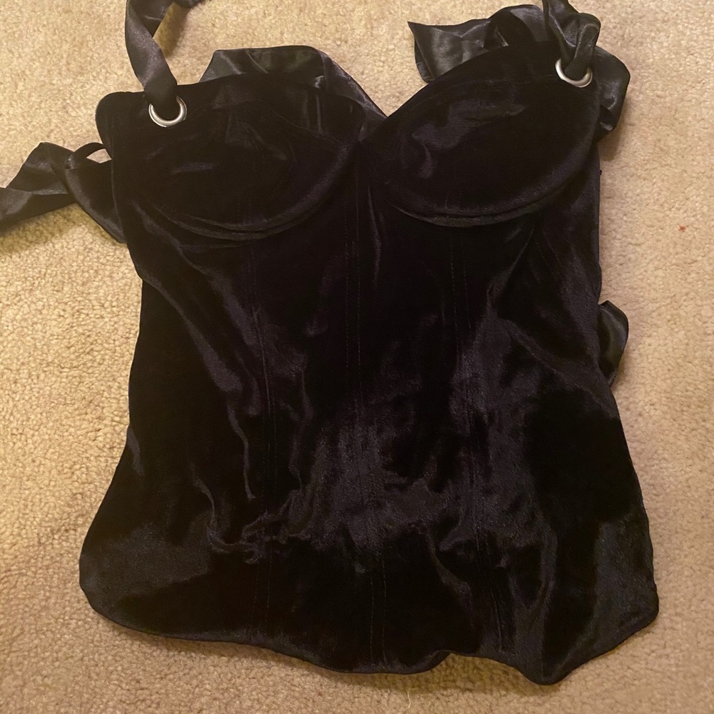 Velvet halter corset top